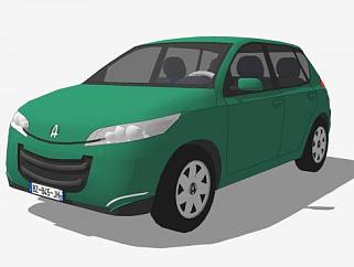 紧凑型绿色汽车SU模型下载_sketchup草图大师SKP模型