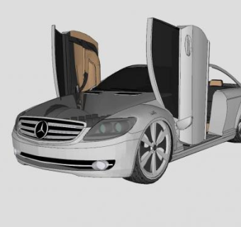 奔驰CL500轿跑车SU模型下载_sketchup草图大师SKP模型