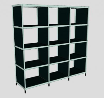 钢木绿色书柜SU模型下载_sketchup草图大师SKP模型