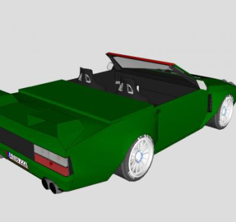 绿色敞篷跑车SU模型下载_sketchup草图大师SKP模型