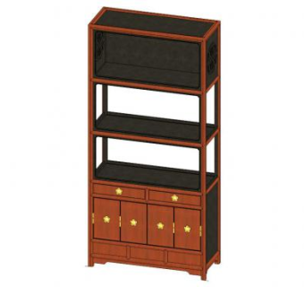 朝鲜时代木制书柜SU模型下载_sketchup草图大师SKP模型