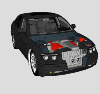 宝马760i汽车车前构架SU模型下载_sketchup草图大师SKP模型