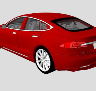 2013年特斯拉红色轿车SU模型下载_sketchup草图大师SKP模型