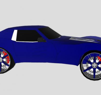 雪佛兰科尔维特黄貂鱼跑车SU模型下载_sketchup草图大师SKP模型