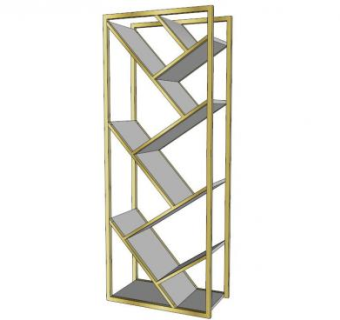 现代金属书柜SU模型下载_sketchup草图大师SKP模型