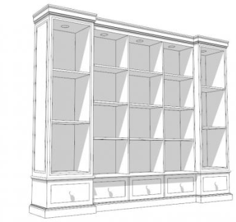 边板家具书柜SU模型下载_sketchup草图大师SKP模型