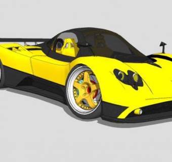 帕加尼风之子黄色跑车SU模型下载_sketchup草图大师SKP模型