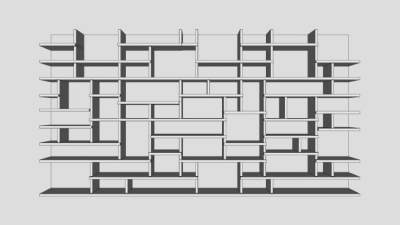 图书馆白色书柜SU模型下载_sketchup草图大师SKP模型