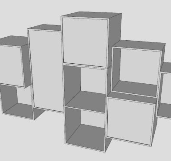 宜家倚墙式白色书柜SU模型下载_sketchup草图大师SKP模型