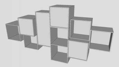 宜家倚墙式白色书柜SU模型下载_sketchup草图大师SKP模型