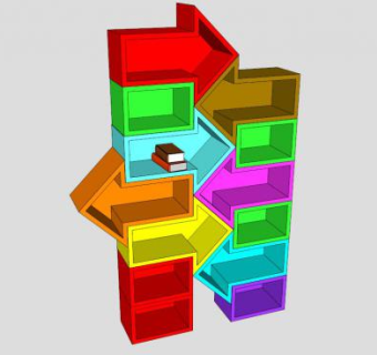 彩色指示头书柜SU模型下载_sketchup草图大师SKP模型