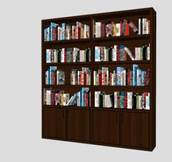 内阁书籍实木书柜SU模型下载_sketchup草图大师SKP模型
