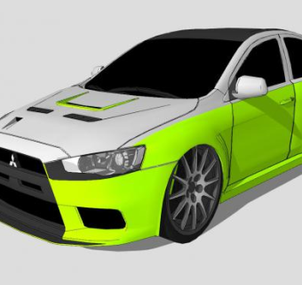 三菱蓝瑟进化X汽车SU模型下载_sketchup草图大师SKP模型