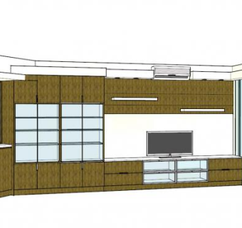 太古城客厅书柜SU模型下载_sketchup草图大师SKP模型