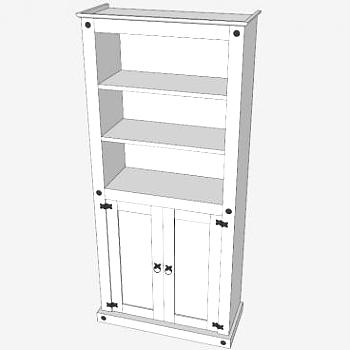 现代白色书架SU模型下载_sketchup草图大师SKP模型