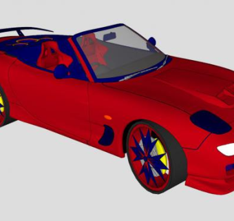 马自达RX7敞篷跑车SU模型下载_sketchup草图大师SKP模型