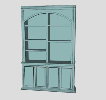 独立式蓝色书柜SU模型下载_sketchup草图大师SKP模型