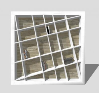 创意隔板式书架SU模型下载_sketchup草图大师SKP模型