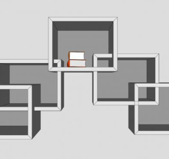 倚墙式白色书架SU模型下载_sketchup草图大师SKP模型