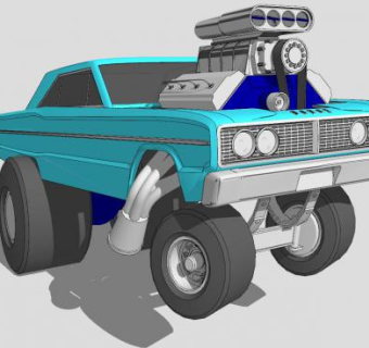道奇老爷车车辆SU模型下载_sketchup草图大师SKP模型