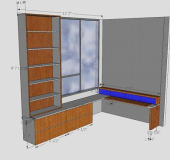 家庭办公室内置书柜SU模型下载_sketchup草图大师SKP模型