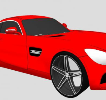 奔驰AMGGT红色跑车SU模型下载_sketchup草图大师SKP模型