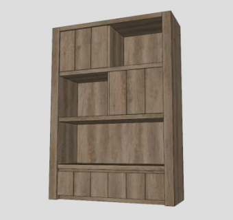 橱柜实木书架SU模型下载_sketchup草图大师SKP模型