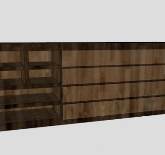 棕色木材书柜SU模型下载_sketchup草图大师SKP模型