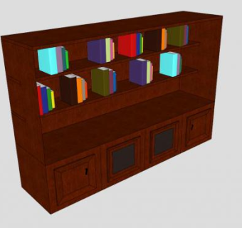 现代红木书架SU模型下载_sketchup草图大师SKP模型