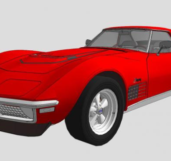 1970年雪佛兰克尔维特ZR1跑车SU模型下载_sketchup草图大师SKP模型
