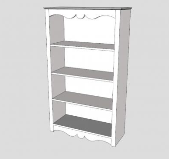 简易白色书柜SU模型下载_sketchup草图大师SKP模型