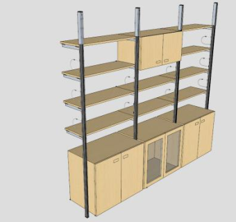 玻璃门柜书柜SU模型下载_sketchup草图大师SKP模型