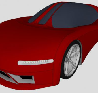 红色概念电动跑车SU模型下载_sketchup草图大师SKP模型
