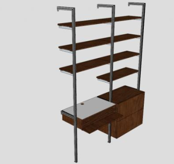 家庭办公键盘书架SU模型下载_sketchup草图大师SKP模型