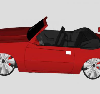 福特野马红色敞篷跑车SU模型下载_sketchup草图大师SKP模型