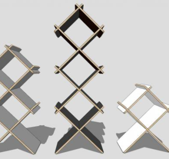 弗莱克倚墙式书柜SU模型下载_sketchup草图大师SKP模型