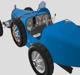 布加迪35型赛车SU模型下载_sketchup草图大师SKP模型