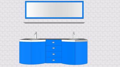 简易蓝色浴室柜SU模型下载_sketchup草图大师SKP模型