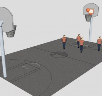 体育篮球场SU模型下载_sketchup草图大师SKP模型