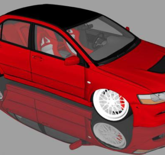 三菱EVO轿车SU模型下载_sketchup草图大师SKP模型