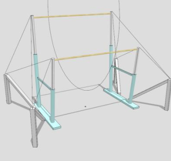 体操高低杠SU模型下载_sketchup草图大师SKP模型