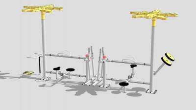 户外健身器材1型SU模型下载_sketchup草图大师SKP模型