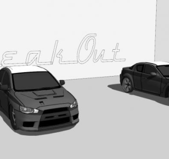 马自达RX8和三菱进化X汽车SU模型下载_sketchup草图大师SKP模型