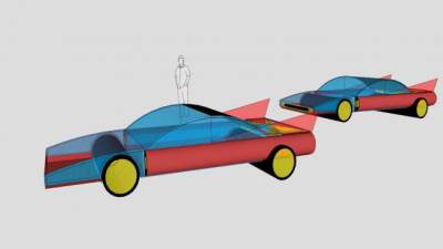 简易双跑车SU模型下载_sketchup草图大师SKP模型