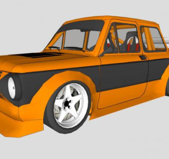 橙色ZAZ赛车SU模型下载_sketchup草图大师SKP模型