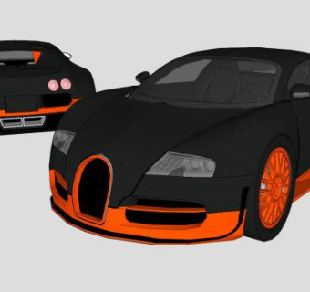 布加迪威龙跑车SU模型下载_sketchup草图大师SKP模型