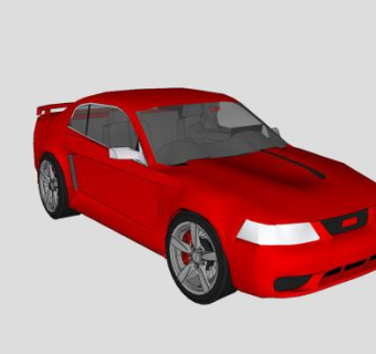 福特野马SVT红色跑车SU模型下载_sketchup草图大师SKP模型