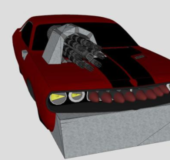 道奇挑战者竞赛版跑车SU模型下载_sketchup草图大师SKP模型