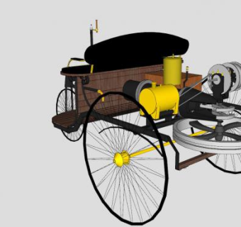 奔驰专利1号马车SU模型下载_sketchup草图大师SKP模型