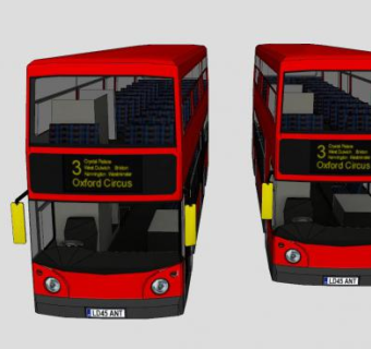 英国红色双层巴士SU模型下载_sketchup草图大师SKP模型